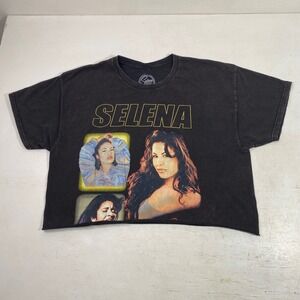 Official Selena Quintanilla Graphic Cropped T-Shirt XL Washed Black The Queen